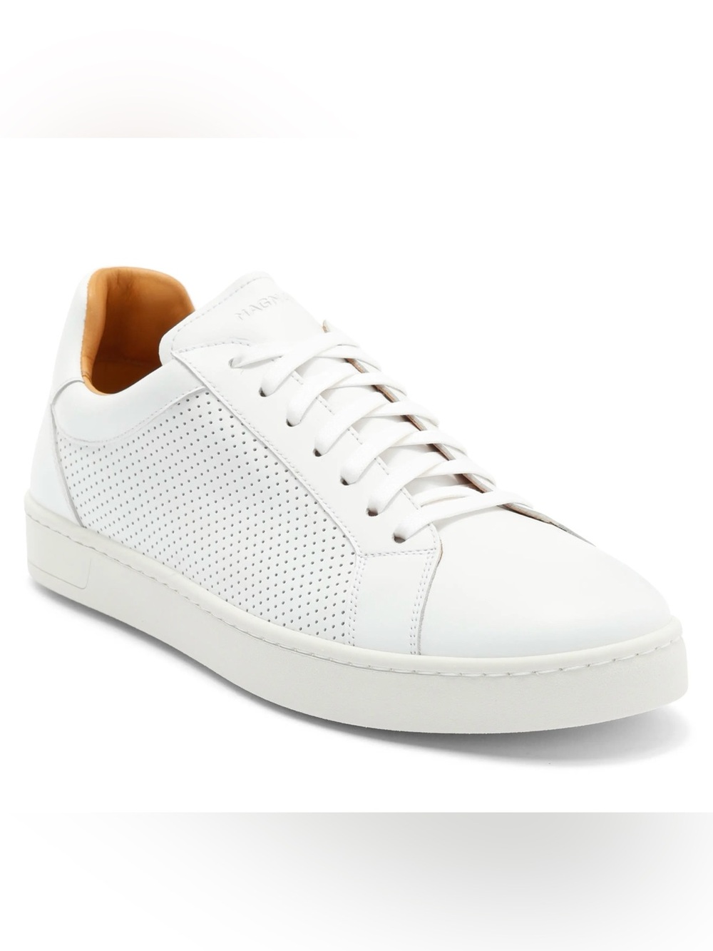 Magnanni NWOT Elonso Perforated White Leather Sneakers Men’s Sz 12